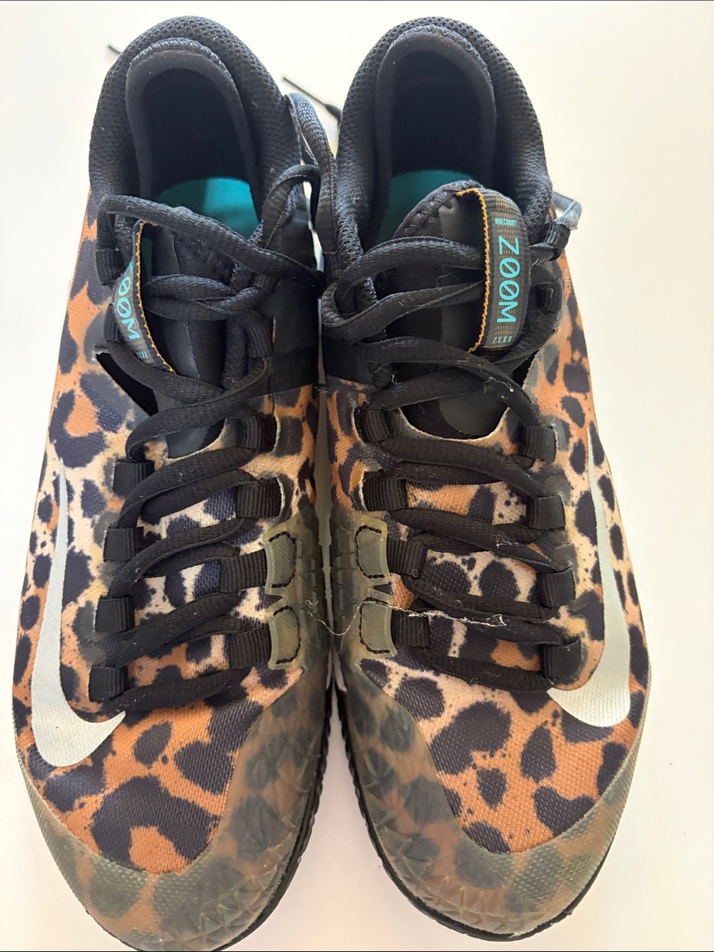 Zoom Kids Leopard Print Sneakers - Black, Tan, Teal